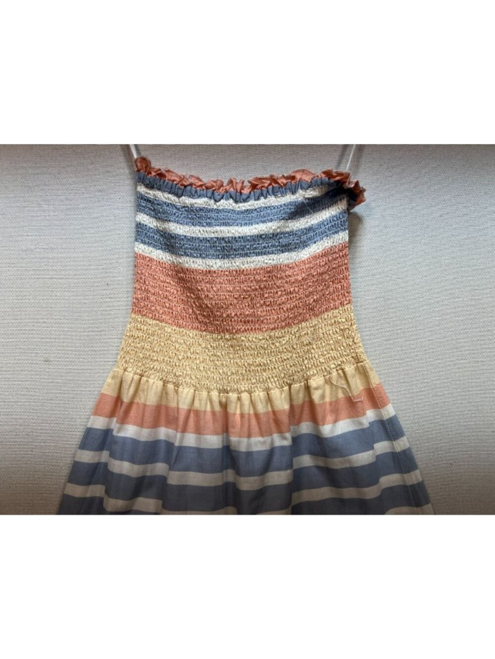 Harlow Women's Strapless Smocked Mini Dress Stretch Size XS Multicolor Stripe - Picture 10 of 11